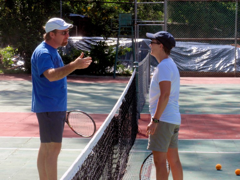 Tony Probably Giving Me a Pointer about My Backhand