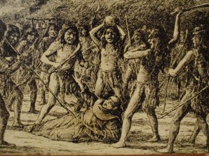 Father Luis Jayme during Kumeyaay raids, shortly before his death.