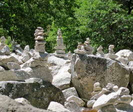 stacked rocks at mirror lake