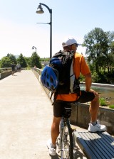 terry watching the kayakers on the river
