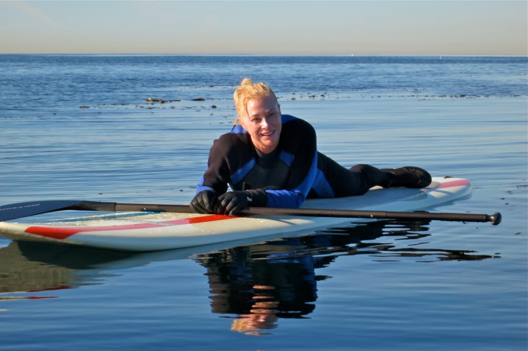 Lisa, looking like a beautiful blonde mermaid