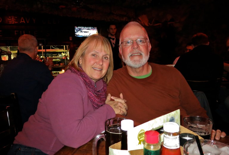 Enjoying dinner with Janie & John at a local Irish pub